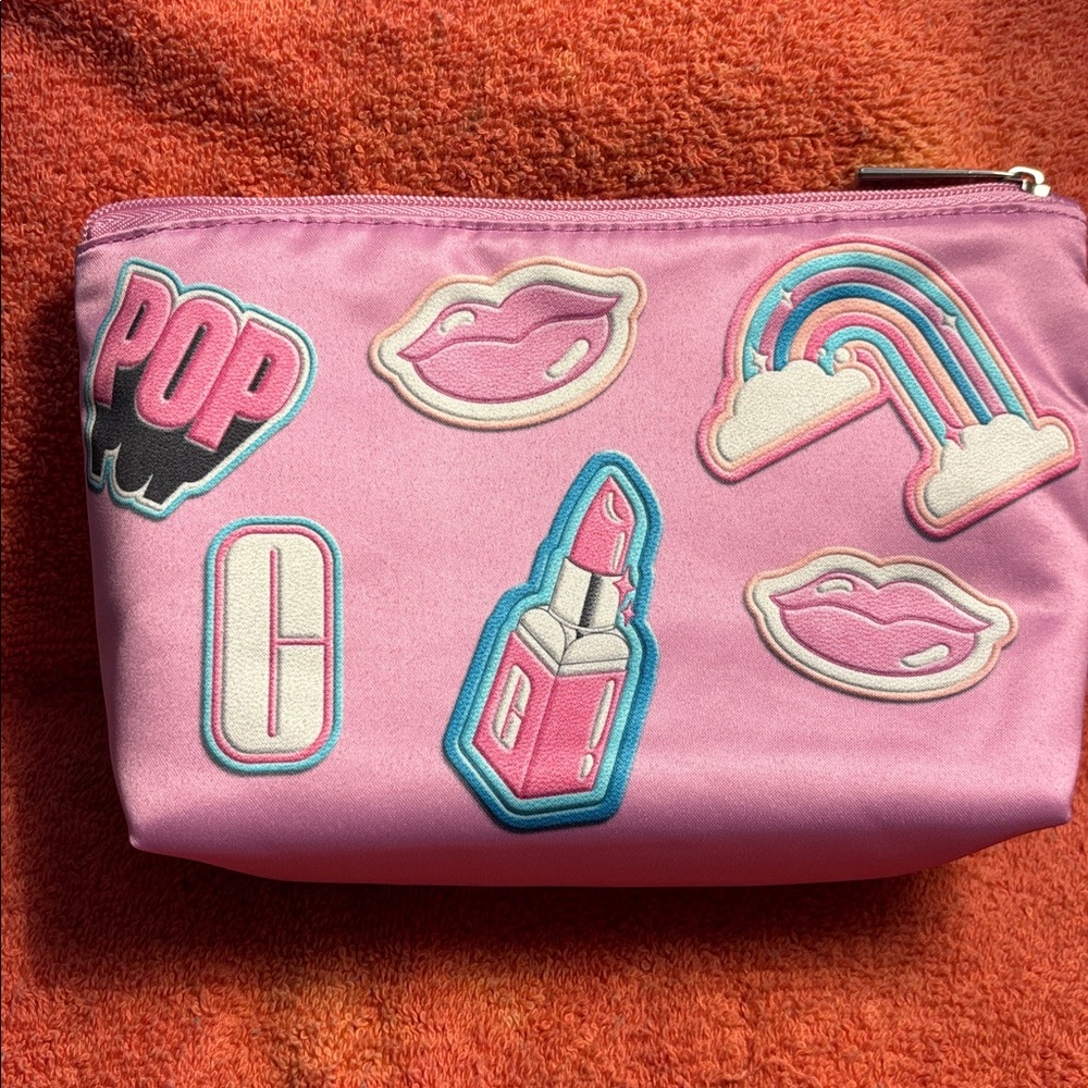 Clinique Makeup Bag Pink  8.5 x 3 x 6 Lipstick Rainbow POP